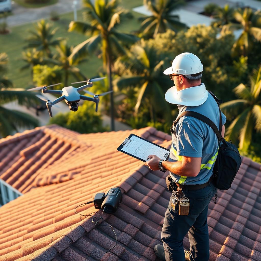 Roof inspection and documentation on a Florida property